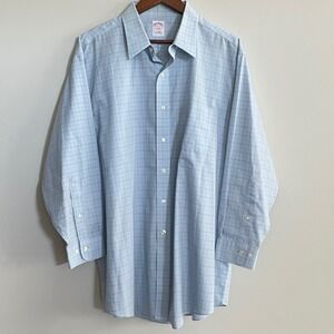 Brooks Brothers 346 Mens 17.5 2/3 Non-Iron Cotton Check LS Button Down Shirt